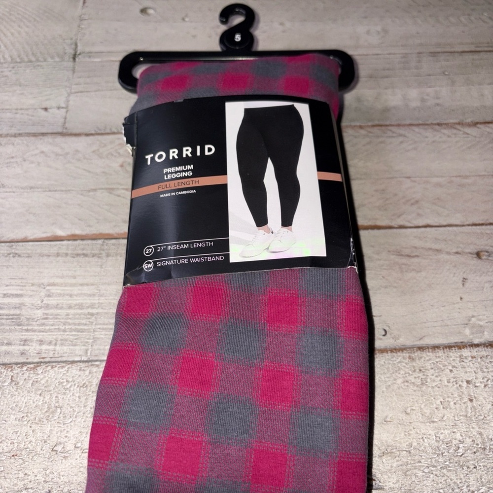 TORRID FULL LENGTH SIGNATURE WAIST PREMIUM LEGGINGS SIZE 5X Scarlett Plaid - Picture 2 of 15